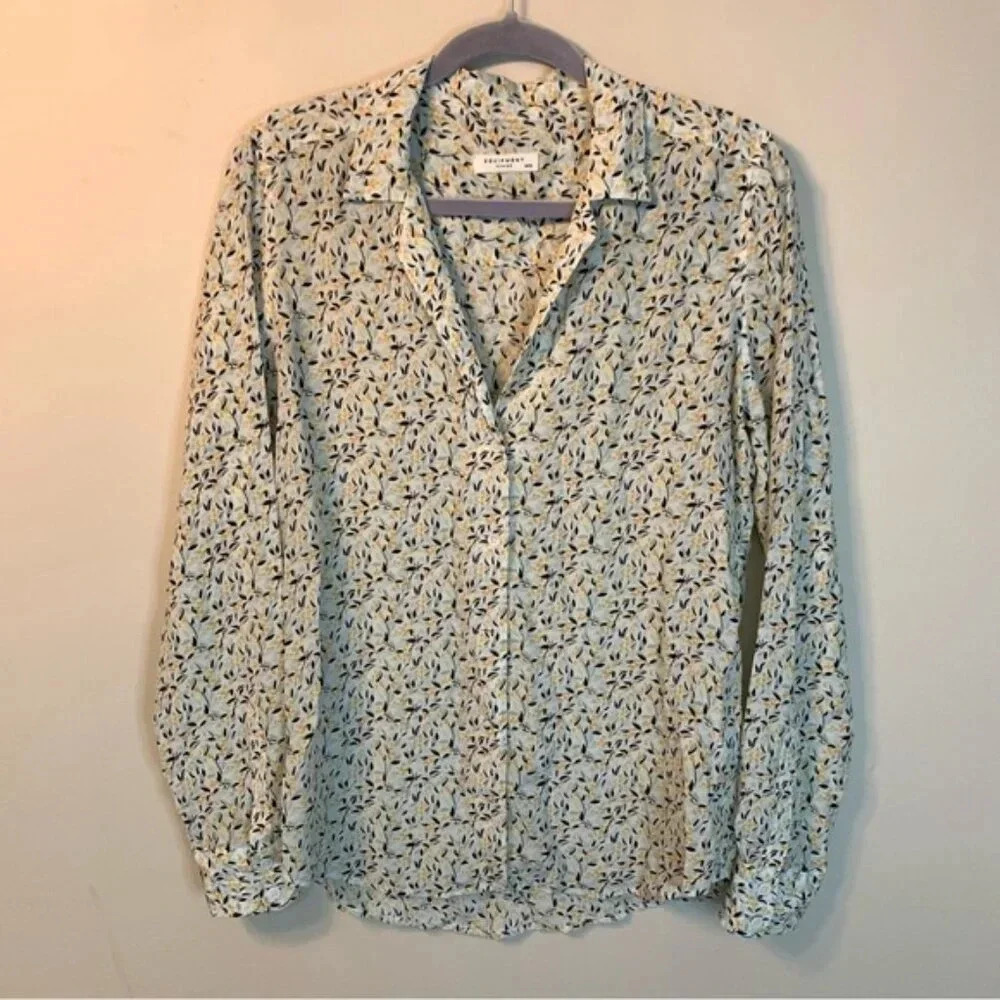 Equipment 100% Silk Printed Long Sleeve Button Up Shirt Blouse M